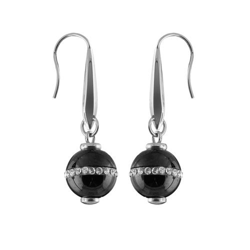 Boucles d'oreilles Acier 316 L et Zirconium Boule Céramique Noir