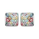 Boucles d'oreilles Acier 316 L avec Nacre Motif Carré Couleur Pastel