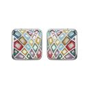 Boucles d'oreilles Acier 316 L avec Nacre Motif Carré Couleur Pastel