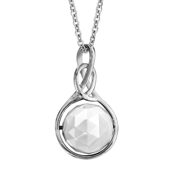 Collier Acier 316 L Boule Céramique Facette Blanche