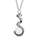 Collier Acier 316 L Spirale et Boule Céramique Blanche