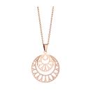 Collier Acier 316 L Rosé Pendentif Rond Ajouré Partie Granité