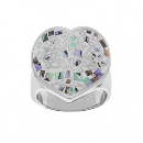 Bague Acier 316 L Stella Mia Forme Cœur Bleu avec Nacre