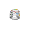 Bague Acier 316 L  Résine Multicouleur avec Nacre