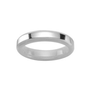 Bague Anneau Céramique Blanc 4 mm Facetée + Fil Acier Lisse