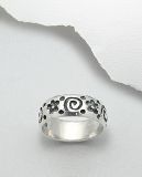 Bague Argent 925 Motif Fleur et Spirale