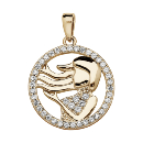 Pendentif Vermeil Zodiaque Vierge Contour Zirconium Sertis  