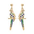Boucles d'oreilles Plaqué Or Perroquet avec Zirconium