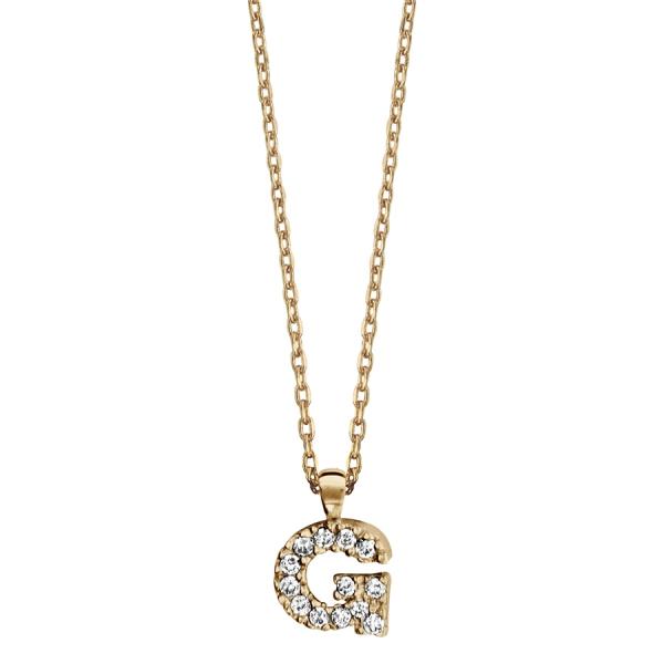 Collier Plaqué Or Pendentif Pierre Zirconium Lettre G