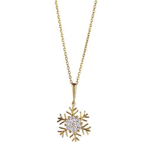 Collier Plaqué Or + Pendentif Flocon de Neige Zirconium