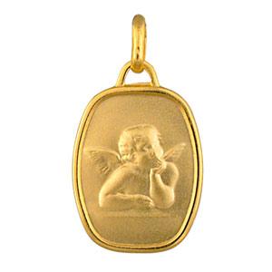 Pendentif Plaqué Or Ange Médaille Rectangulaire Arrondie