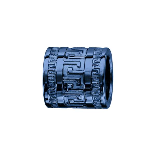 Charms Acier 316L Forme Tube Motif Grec Bleu