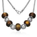 Collier Acier 316 L avec Perles Beads Marrons