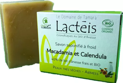 Savon Bio au Lait d'Anesse 40 % Macadamia et Pétales de Calendula Lactéis