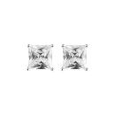 Boucles d'oreilles Argent 925 et Zirconium 4 Griffes Carré 6 mm