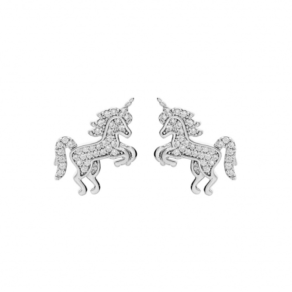 Boucles d'oreille Argent 925 Licorne Zirconium Blancs