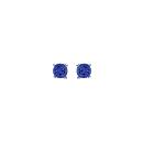 Boucles d'oreilles Argent 925 Pierre Zirconium Ronde 4 Griffes Bleu 4 mm