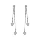 Boucles d'oreilles Argent 925 Double Chaines Coeur