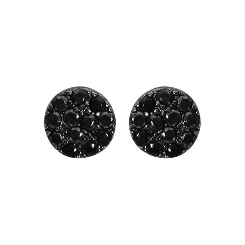 Boucles d'oreilles Argent 925 Pastille Zirconium Sertis Noir