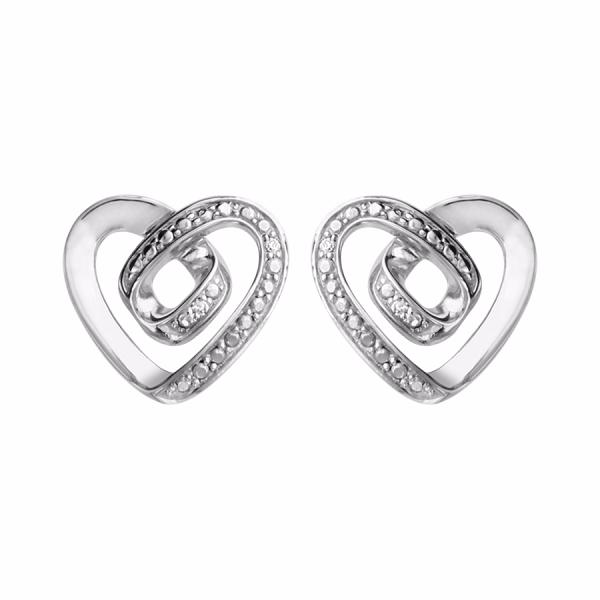 Boucles d'oreilles Argent 925 Coeur Zirconium Blanc