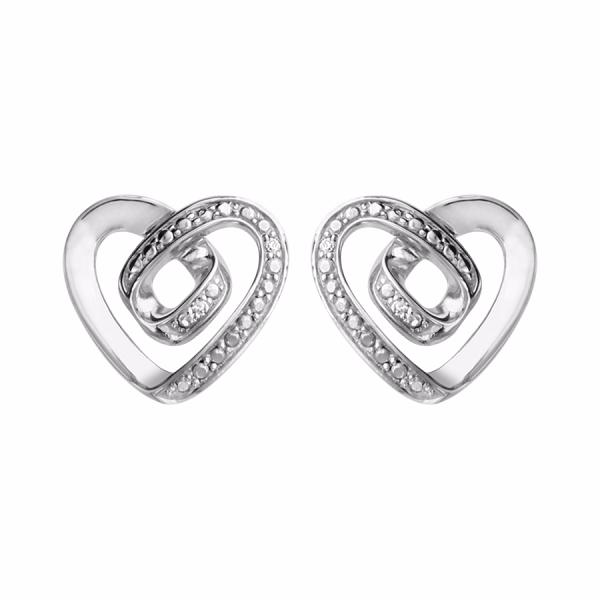 Boucles d'oreilles Argent 925 Coeur Zirconium Blanc