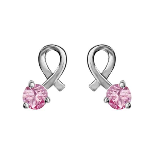 Boucles d'Oreilles Argent 925 Boucle et Zirconium Rose Serti