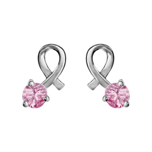 Boucles d'Oreilles Argent 925 Boucle et Zirconium Rose Serti