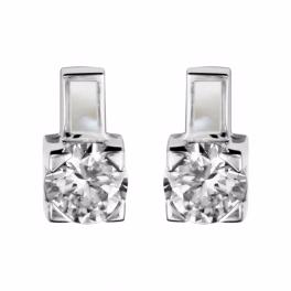 Boucles d'oreilles Argent 925 Nacre avec Pierre Ronde Zirconium Blanc