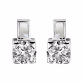 Boucles d'oreilles Argent 925 Nacre avec Pierre Ronde Zirconium Blanc