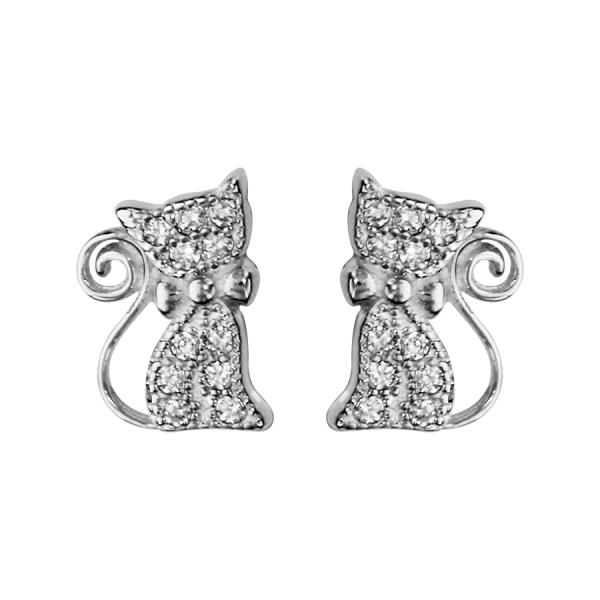 Boucles d'oreilles Argent 925 et Zirconium Sertis Chat