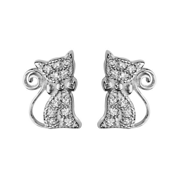 Boucles d'oreilles Argent 925 et Zirconium Sertis Chat