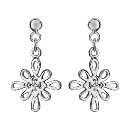 Boucles d'Oreilles Argent 925 Pendantes Arabesque avec Zirconium Sertis 