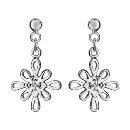 Boucles d'Oreilles Argent 925 Pendantes Arabesque avec Zirconium Sertis 