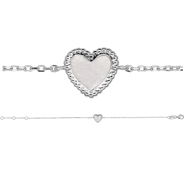 Bracelet Argent 925 Coeur Nacre