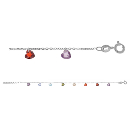 Bracelet Argent 925 Paladium Pampilles Coeurs Multi Couleurs