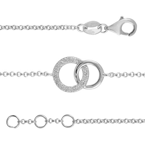 Bracelet Argent 925 et Zirconium Double Cercles Entremêlés