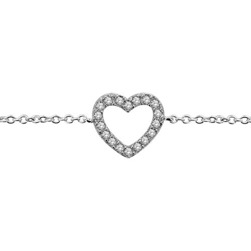 Bracelet Argent 925 et Zirconium Coeur Ajouré