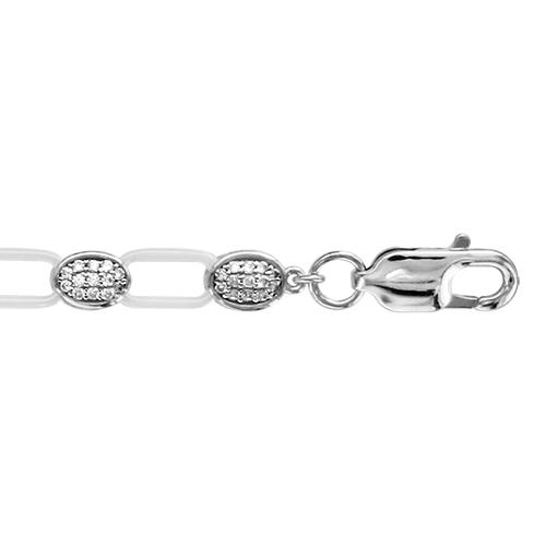 Bracelet Argent 925 Céramique Blanche Pastilles Zirconium Sertis