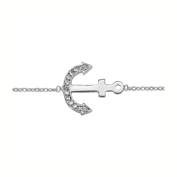 Bracelet Argent 925 Ancre Marine avec Zirconium