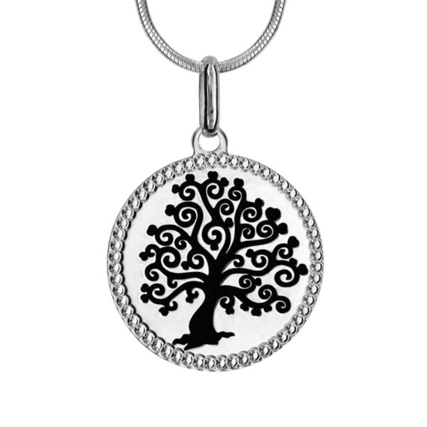 Collier Argent 925 Pendentif Arbre de vie Emaillé 