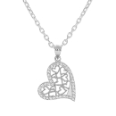 Collier Argent 925 Pendentif Coeur Filigranes et Zirconium Sertis