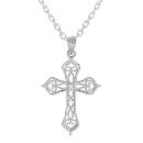 Collier Argent 925 Pendentif Croix Filigrane Zirconium 