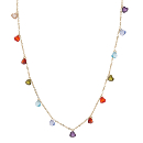 Collier Argent 925 Dorure Pampilles Coeurs Multi Couleurs