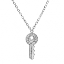 Collier Argent 925 Clef avec Zirconium