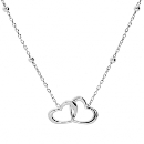 Collier Argent 925 Double Cœur Entremêlé