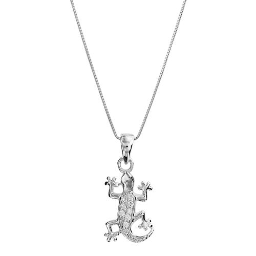 Collier Argent 925 et Zirconium Pendentif Salamandre