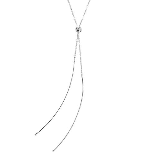 Collier Argent 925 Pendentif Double Baguettes