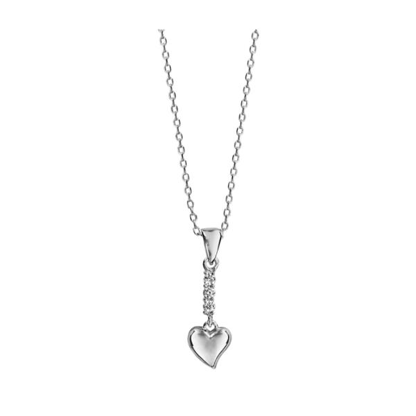 Collier Argent 925 Pendentif Coeur avec Barrette Zirconium