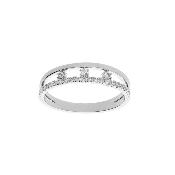 Bague Argent 925 Rhodié Ajourée avec Zirconium