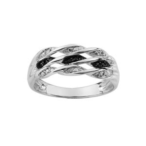 Bague Argent 925 et Zirconium Bicolore Triple Rangs Vrilles